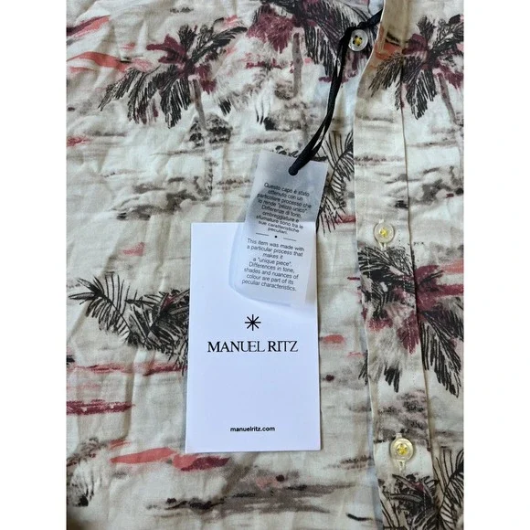 MANUEL RITZ Male Camicia Lavata Shirt Beige Size 17 1/2 XL